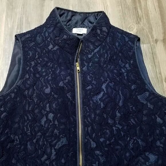 crown & ivy Jackets & Blazers - NWT Crown & Ivy Curvy Lace Vest – Navy Blue – Size 2x curvy